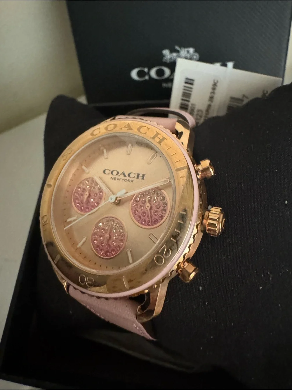 NWT COACH Women's Cruiser Blush Pink Leather Chronograph Watch 14504123